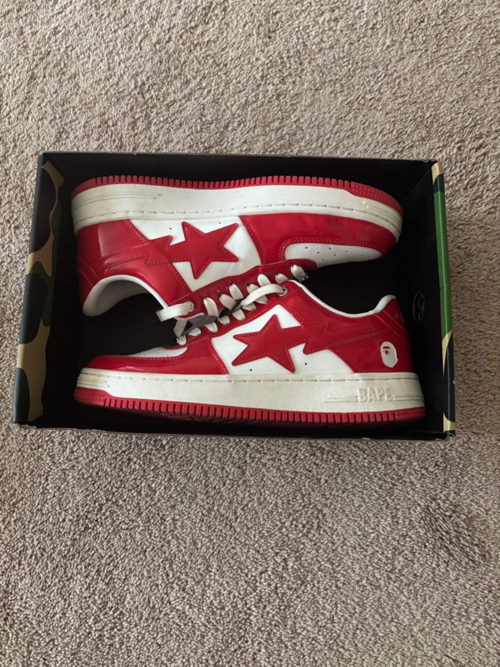 Bape Red & White Skate-Inspired Sneakers